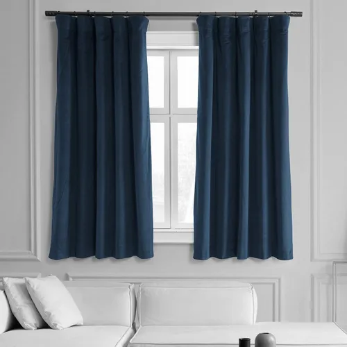 Vista 45 de HPD Half Price Drapes Cortinas Opacas Térmicas de Terciopelo Signature para Sala de Estar de 63 Pulgadas de Largo (1 Panel) con Bolsillo para Barra