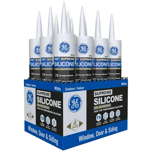 Vista 6 de GE Sellador de silicona multiusos, transparente, cartucho de 10 fl oz, 1 paquete - Sellador de silicona 100% impermeable, adhesión más fuerte