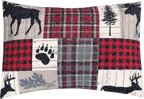 Vista 5 de C&F Home Hayden - Juego de edredón de 3 piezas, tamaño matrimonial/queen, estampado de retazos grises, cabaña de cabaña, rústico, 100% algodón