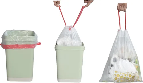 Vista 2 de Pekky Bolsas de basura pequeñas con cordón de 3 galones, transparentes (120 unidades/3 rollos)