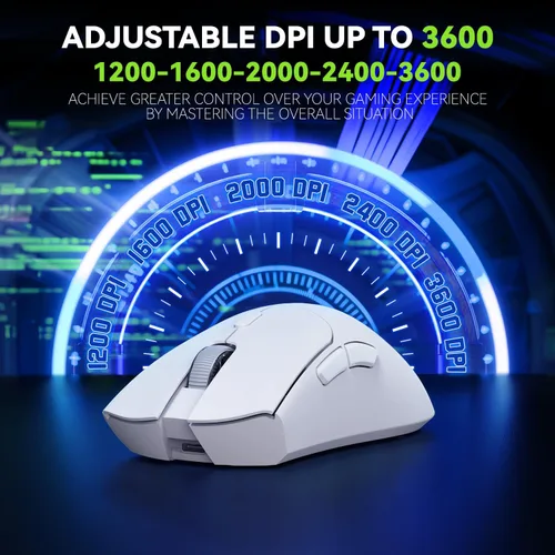 Vista 4 de Ratón para juegos, mouse inalámbrico para computadora portátil con 5 DPI ajustables, ligero, Bluetooth, 6 botones programados, mouse óptico