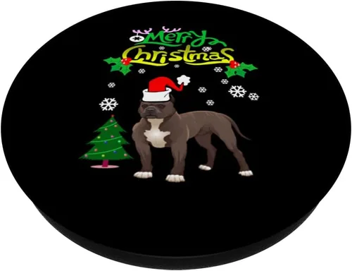 Vista 2 de Santa Pit Bull Dog Ugly Merry Christmas Funny Holiday Xmas PopSockets Swappable PopGrip