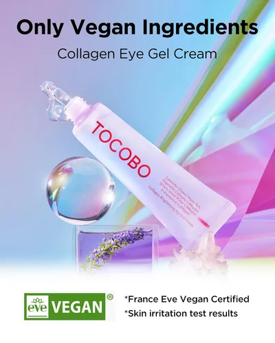 Vista 7 de Crema de gel iluminadora de ojos con colágeno, tratamiento vegano coreano para ojeras y ojos hinchados, fórmula ligera e hidratante con niacinamida