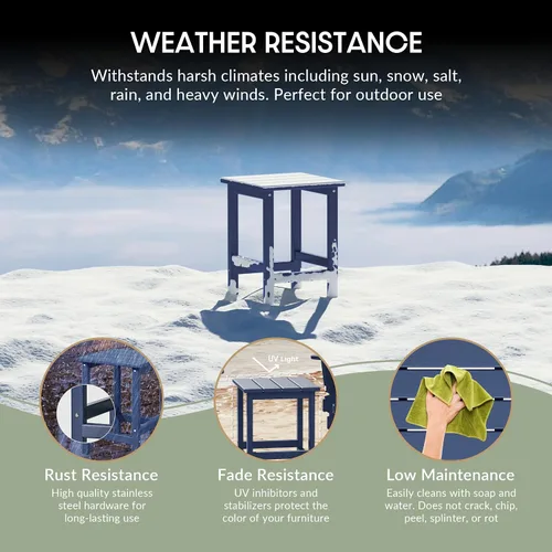 Vista 4 de WestinTrends Malibu - Mesa auxiliar cuadrada para silla Adirondack, color azul marino