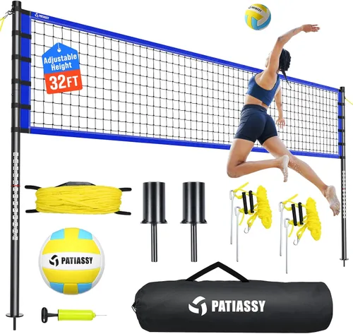 Vista 11 de Outdoor Volleyball Net Set for Backyard & Beach, 32FT Regulation Size, Easy Setup Adjustable Height Poles, Portable Net System with PU Volleyball