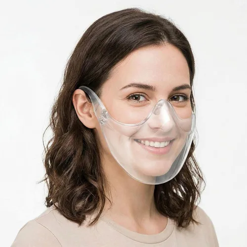 Vista 7 de Paquete de 3 protectores faciales, máscara de expresión visible transparente, ligera, antivaho transparente, de plástico, reutilizable, lavable