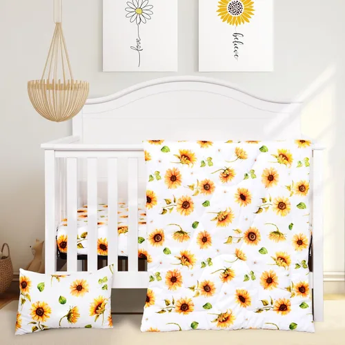 Vista 10 de JISEN Juego de cama de cuna de 3 piezas para bebés, niños y niñas, color Oso