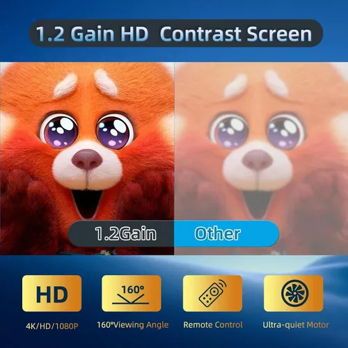 Vista 5 de Pantalla de proyector motorizada retráctil de 100 pulgadas 16:9 HD, pantalla de proyección automática con control remoto, pantalla de proyección
