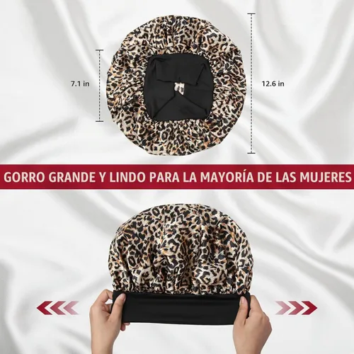 Vista 2 de ZHENSILK 2 piezas de gorro de satén para dormir, gorros de seda para el cabello, gorro de dormir de seda con banda elástica suave, envoltura