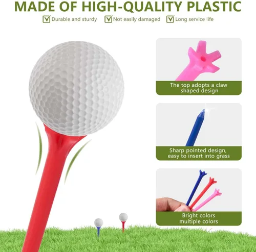 Vista 3 de KISEER Paquete de 100 camisetas de golf de plástico profesionales duraderas de 2 3/4 pulgadas a granel (colores aleatorios)