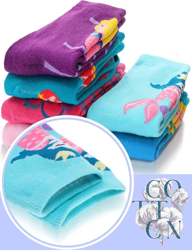 Vista 3 de Anlisim Calcetines de algodón suave para niñas, diseño de animales, de dibujos animados, paquete de 6