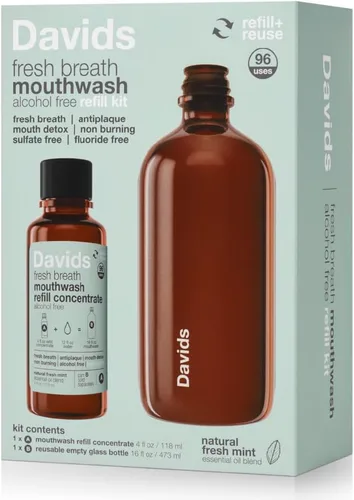 Vista 3 de Davids Hydroxi - Recambio de enjuague bucal nano-hidroxiapatita, sin alcohol, sin flúor, remineralizante para dientes sensibles y salud del esmalte