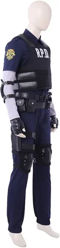 Vista 3 de Leon Kennedy - Chaqueta de cosplay para hombre, Leon Scott Kennedy, disfraz de cosplay para Halloween, uniforme