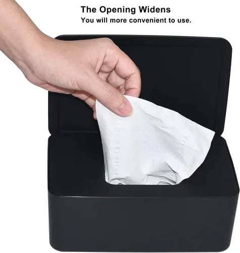 Vista 4 de Dispensador de toallitas para pañales, caja de almacenamiento de pañuelos, soporte dispensador de toallitas húmedas con tapa para el hogar, oficina