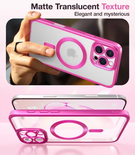 Vista 5 de Meifigno Candy Frosted Series - Funda para iPhone 16 Pro de 6.3 pulgadas, 2 protectores de pantalla y correa de muñeca, compatible con MagSafe