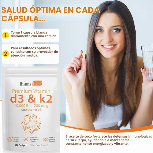 Vista 7 de newseel Cápsulas de vitamina D3 K2, suplemento de vitamina D3 y K2, suplemento de vitamina D3 y K2, suplemento D3, cápsulas blandas de aceite