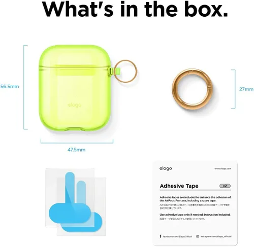 Vista 8 de Elago - Funda con llavero para audífonos AirPods 1 y 2 de Apple Amarillo Neón