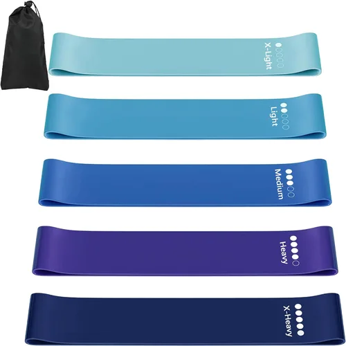 Vista 12 de Bandas de resistencia para entrenamiento, bandas de ejercicio de látex, bandas elásticas para ejercicio con guía de entrenamiento y bolsa