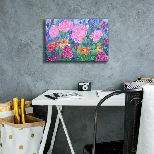 Vista 5 de Epic Graffiti Carissa Luminess, arte de pared en lienzo con texto en inglés "Peony Magic", 18 x 12 pulgadas