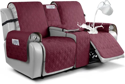 Vista 18 de VANSOFY Funda para Sofá de Dos Plazas Reclinable con Consola 100% Impermeable Fundas de Sofá Antideslizantes Funda de Sofá Reclinable Dividida Azuree