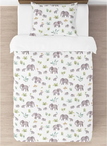 Vista 3 de Sweet Jojo Designs Juego de edredón individual de 2 piezas (elefantes grises) para niños/niñas, niños, ropa de cama para niños, cama en una bolsa