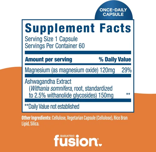 Vista 4 de Bariatric Fusion Apoyo al estrés* Suplemento vegano con magnesio y ashwagandha Vitamina diaria para mujeres y hombres Sin gluten, lácteos