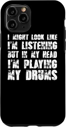 Vista 26 de iPhone 12/12 Pro Might Look Like I'm Listening Playing Drums - Estuche divertido para batería
