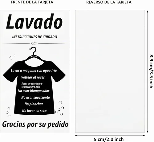 Vista 2 de Zonon - 100 tarjetas de instrucciones de lavado de camisetas con gráfico