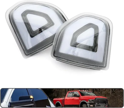 Vista 6 de 2 piezas de luz LED anaranjada para espejo y señal de giro para Dodge Ram 1500 2500 3500 4500 5500 2010-2018 Luz de señal de giro para espejo Lente