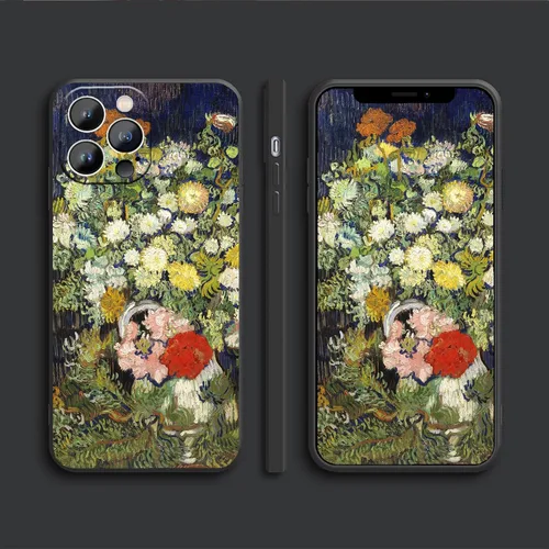 Vista 4 de Van Gogh - Funda para iPhone 12 Pro Max, diseño de ramo de flores en un florero, resistente al agua y a prueba de golpes para iPhone 12 Pro Max
