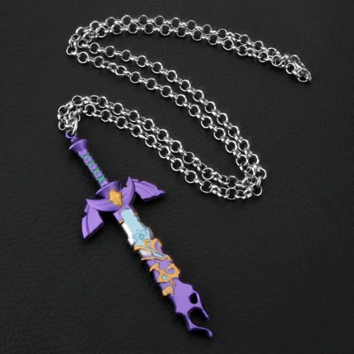 Vista 7 de The Legend of Zelda - Collar con colgante de espada maestra para cosplay, collar con etiqueta de ojo de Sheikah, regalo para hombres fanáticos