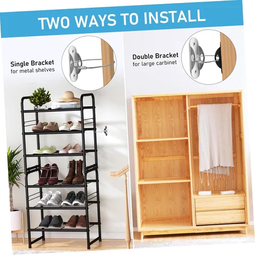 Vista 9 de BESTonZON 2-Pack Baby Proofing Furniture Anchors Adjustable Anti-Tip Straps for Dresser and Bookcase Safety Secure Furniture to Wall Child Safety Kit