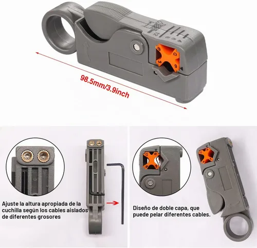 Vista 5 de Taiss Kit de herramientas para cable coaxial BNC con herramienta de crimpado, 10 piezas de conector de crimpado macho BNC, pelacables coaxiales