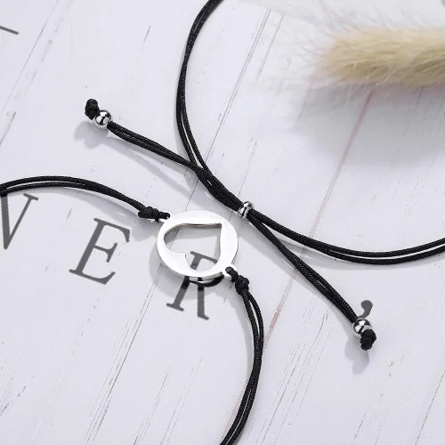 Vista 4 de KINGSIN Juego de pulseras para madre e hija para 2 pulseras de deseos de corazón a juego para mamá e hija