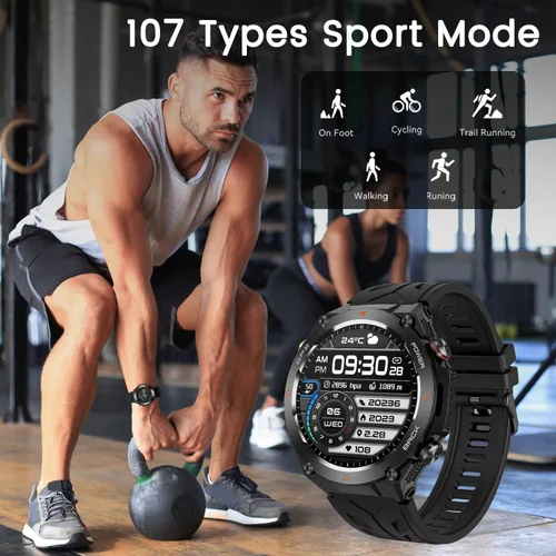 Vista 4 de Reloj inteligente militar con rastreador GPS, presión/altitud/brújula, reloj inteligente resistente con batería de 90 días, 1 ATM impermeable