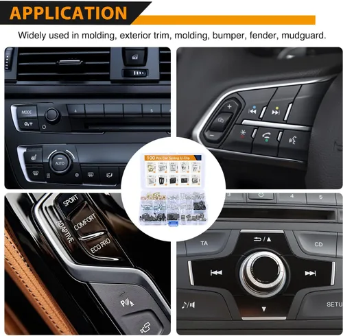 Vista 7 de GOOACC 100 piezas de 10 tamaños de clip de moldura de resorte de metal clip universal de sujeción de cuerpo de automóvil compatible con GTI, Jetta