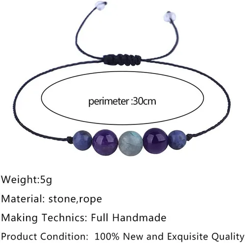 Vista 5 de Caiyao Pulsera de cristal curativo para mujeres y hombres, pulsera de cuentas de cristal curativo con ojo de tigre, amatista de 7 chakras, pulsera