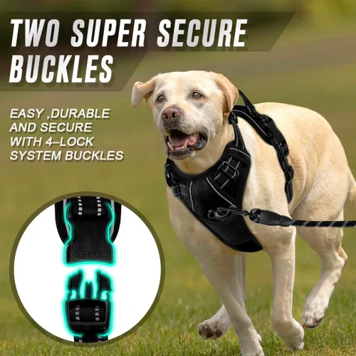 Vista 147 de BARKBAY - Arnés para perro sin tirones con clip frontal, material resistente y reflectante, asa de fácil control para pasear perros grandes