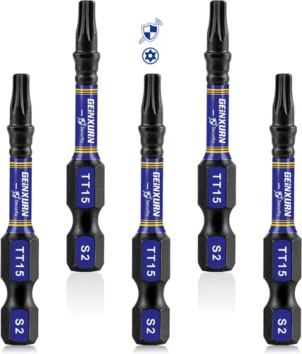 Vista 20 de Geinxurn Juego de brocas de destornillador magnético de impacto de seguridad T15 de 2 pulgadas, juego de brocas de potencia de cabeza Torx #15 de 51