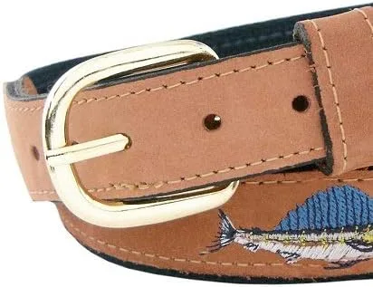 Vista 2 de ZEP-PRO - Cinturón bordado de cuero marrón para hombre