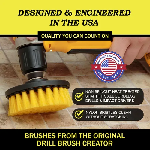 Vista 4 de Drillbrush Juego de Accesorios de Cepillo de Taladro para Limpieza de Baño – Kit de Cepillo Fregador Eléctrico para Bañera, Azulejos, Ducha