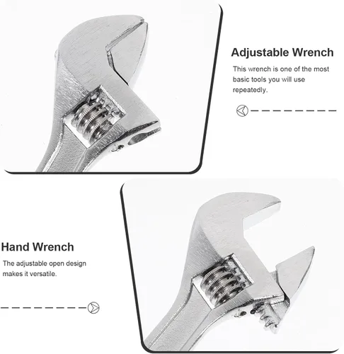 Vista 2 de Mini llave ajustable de 4 pulgadas y 2.5 pulgadas, llave negra con herramienta de moleteado manual de cadena para mantenimiento de reparación