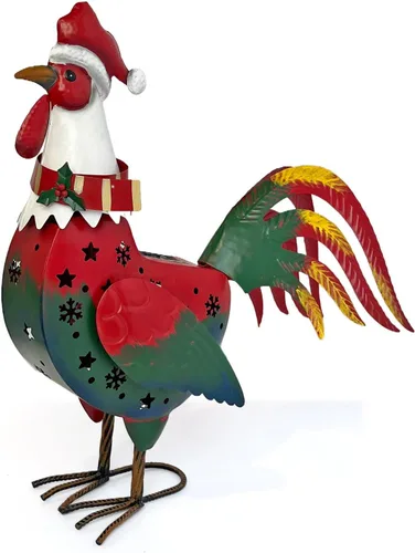 Vista 8 de LIFFY Decoración de Gallo de Metal para Patio, Decoraciones Solares de Gallo de 18 Pulgadas para Patio Exterior, Decoración de Gallo de Jardín