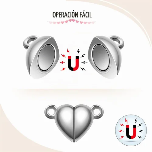 Vista 3 de MTLEE 48 Piezas de Cierres Magnéticos en Forma de Corazón para Joyería, Cierres de Pulsera de Oro y Plata, Cierres Magnéticos Separables