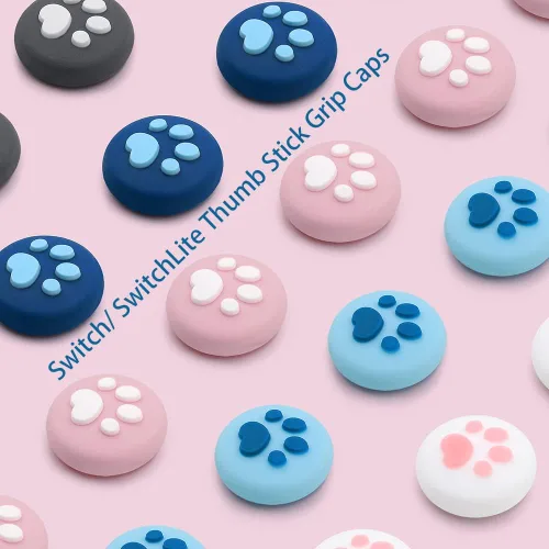 Vista 4 de Cute Silicone Joycon Thumb Grip Caps for Nintendo SwitchOLEDLite Console, Cute Cat Paw Shape Kawaii Silicone Joystick Cover Replacement Thumb Grip