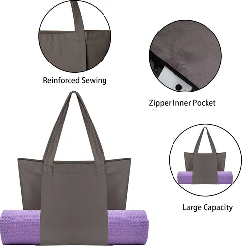 Vista 2 de Yoga Mat Bag for Women Canvas Bag with Yoga Mat Carrier Yoga Mat Bags for Workout Pilates Travel Beach and Gym