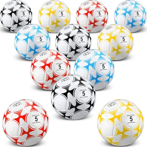 Vista 9 de Lenwen 12 pelotas de fútbol con inflador a granel, tamaño oficial 5, 4, 3, niños, adolescentes, adultos, deportes en interiores y exteriores, regalo