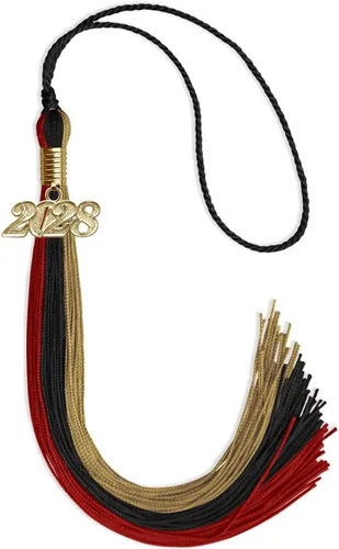 Vista 51 de Endea - Borla de graduación de triple color con gota de fecha dorada (negro/dorado/granate, 2020)