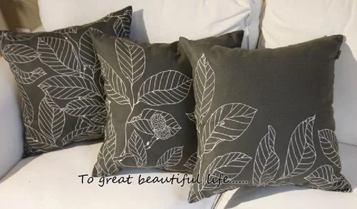 Vista 3 de TangDepot - Fundas de almohada decorativas 100% de algodón con estampado floral, fundas de almohada hechas a mano - (12 x 12 pulgadas, Negro Claro)