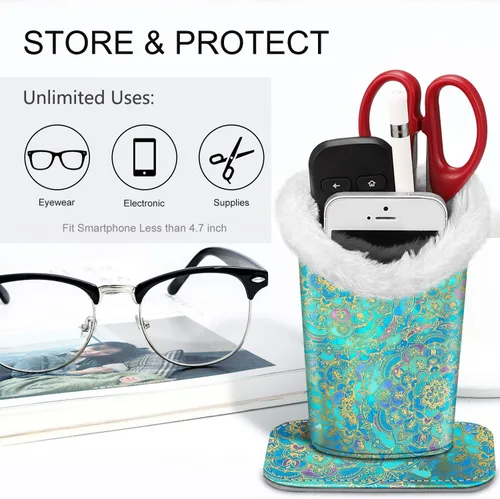 Vista 35 de Fintie Soporte para anteojos forrado de felpa con base magnética, estuche de cuero vegano prémium para lentes